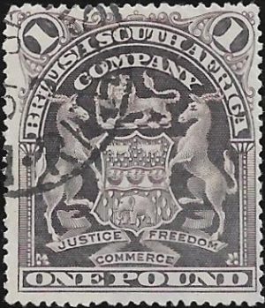 Rhodesia: 1901 £1 Greyish Red-Purple. SG 90 (FU)