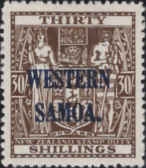 Western Samoa: 1948 30s. Brown. SG 211 (MNH)