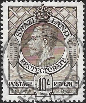 Swaziland: 1933 10s. Sepia. SG 20 (FU)
