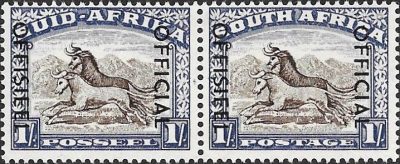 South Africa: 1953 1s. Blackish Brown & Ultramarine Official. SG O47a (MLH)