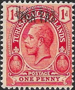 Turks & Caicos Islands: 1917 1d. Red War Stamp with Ovpt. Double. SG 140a (MH)