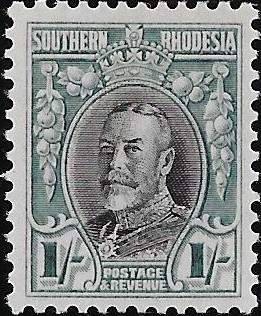 Southern Rhodesia: 1935 1s. Black & Greenish Blue, Perf 11½. SG 23a (MH)
