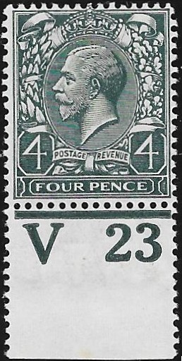 King George V: 1912-24 4d. Deep Slate Green. SG SPEC N23(7) (MLH)