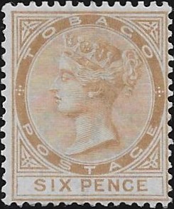Tobago: 1880 6d. Stone. SG 11 (MLH)