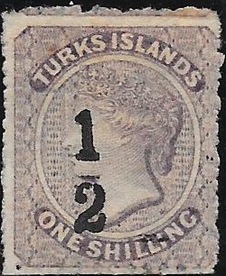 Turks Islands: 1881 ½d. on 1s. Lilac. SG 20 (MH)