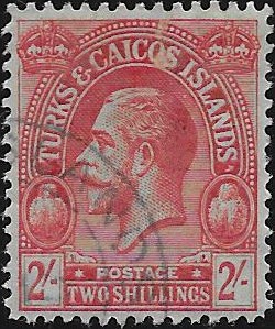 Turks & Caicos Islands: 1922-26 2s. Red/Emerald. SG 174 (FU)