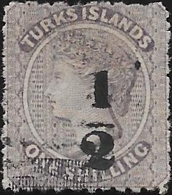 Turks Islands: 1881 ½d. on 1s. Lilac. SG 19 (FU)