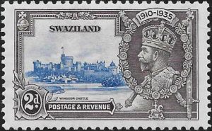 Swaziland: 1935 Silver Jubilee 2d. Ultramarine & Grey-Black with Lightning Conductor. SG 22c (MH)