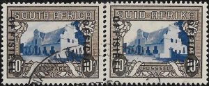 South Africa: 1948 10s. Blue & Blackish Brown Official. SG O27 (FU)