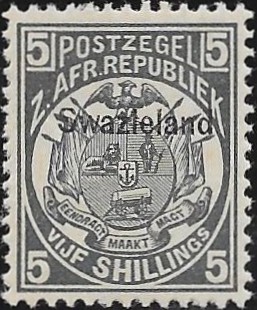 Swaziland: 1890 5s. Slate-Blue. SG 8 (MNH)