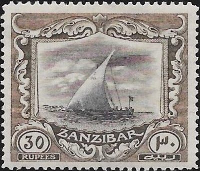 Zanzibar: 1929 30r. Black & Brown. SG 297 (MLH)