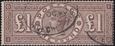 Queen Victoria: 1884 £1 Brown-Lilac. SG 185 (FU)