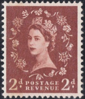 Queen Elizabeth II: 1959 2d. Light Red-Brown with Error of Watermark. SG 605a (MNH)