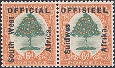 South West Africa: 1927 6d. Green & Orange Official. SG O4 (MLH)