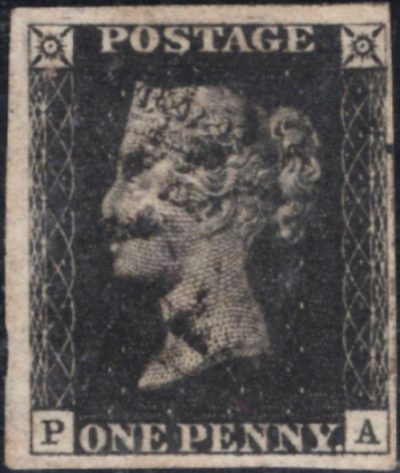 Queen Victoria: 1840 1d. Black, Plate 5 (PA). SG 2 (FU)
