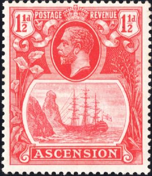 Ascension: 1924-33 1½d. Rose-Red with Broken Scroll. SG 12d (MLH)