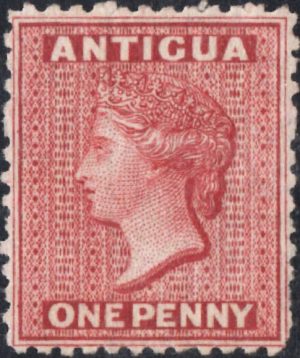 Antigua: 1872 1d. Lake, Wmk Inverted. SG 13x (MLH)