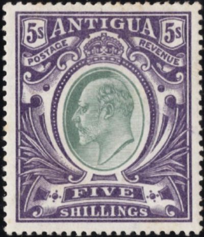 Antigua: 1903-07 5s. Grey-Green & Violet. SG 40 (MLH)