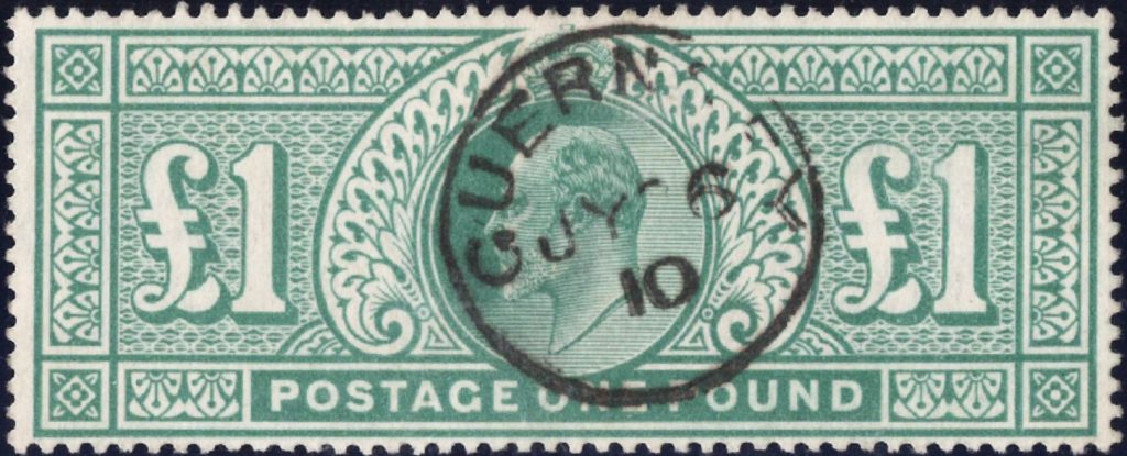 King Edward VII: 1902 £1 Dull Blue-Green. SG 266 (VFU)
