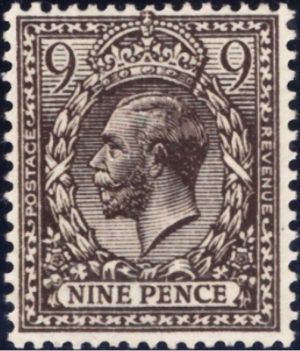 King George V: 1913 9d. Agate, Wmk Inverted & Reversed. SG 392wk (MLH)