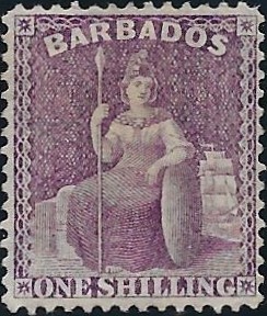 Barbados: 1879 1s. Dull Mauve. SG 83 (MH)