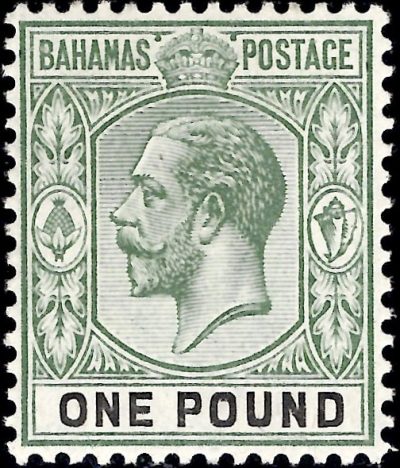 Bahamas: 1912-19 £1 Green & Black. SG 89 (MLH)
