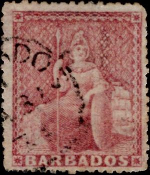 Barbados: 1876 (4d.) Dull Rose-Red. SG 59 (FU)