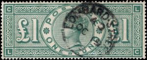 Queen Victoria: 1891 £1 Green. SG 212 (FU)