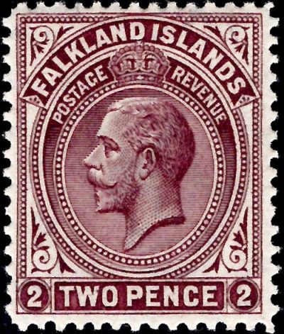 Falkland Islands: 1918 2d. Maroon, Line Perf. 14. SG 62b (MLH)