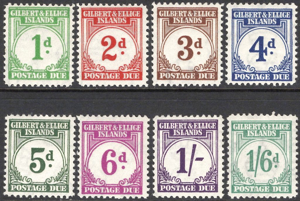 Gilbert & Ellice: 1940 Postage Due Set. SG D1-D8 (MNH)