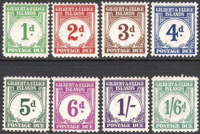 Gilbert & Ellice: 1940 Postage Due Set. SG D1-D8 (MNH)