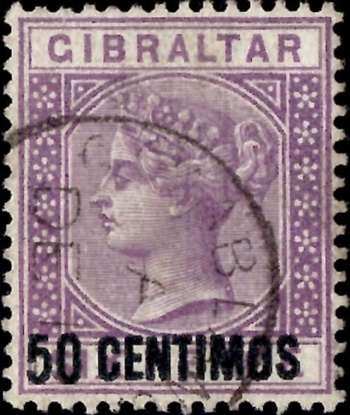 Morocco Agencies: Gibraltar 1889 50c. on 6d. Bright Lilac Used in Casablanca. SG Z16 (FU)