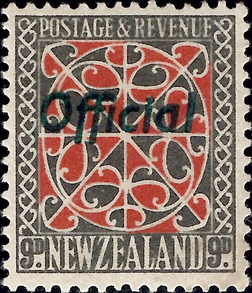 New Zealand: 1938 9d. Red & Grey-Black Official. SG O129 (MH)
