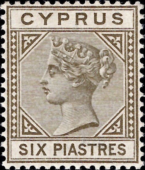 Cyprus: 1894 6pi. Olive-Grey. SG 36 (MNH)