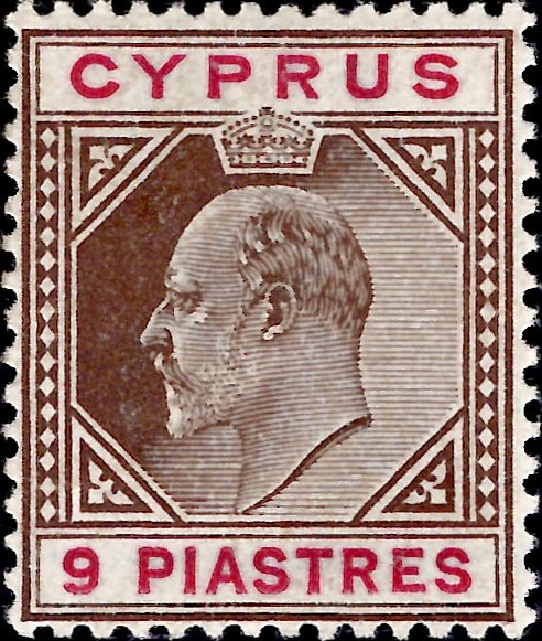 Cyprus: 1904 9pi. Brown & Carmine. SG 56 (MLH)