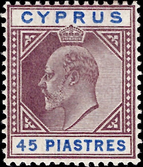 Cyprus: 1903 45pi. Dull Purple & Ultramarine. SG 59 (MH)