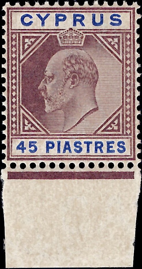 Cyprus: 1904 45pi. Dull Purple & Ultramarine. SG 71 (MNH)