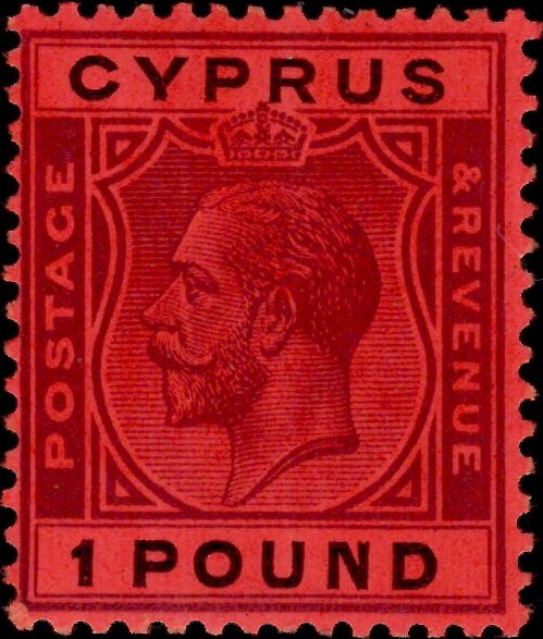 Cyprus: 1924-27 £1 Purple & Black/Red. SG 102 (MNH)