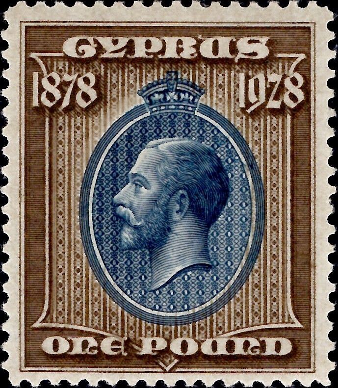 Cyprus: 1928 £1 Blue & Bistre-Brown. SG 131 (MH)