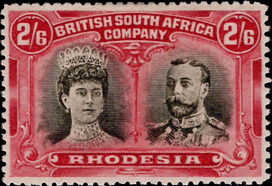 Rhodesia: 1910-13 2s.6d. Black & Crimon. SG 155a (MH)