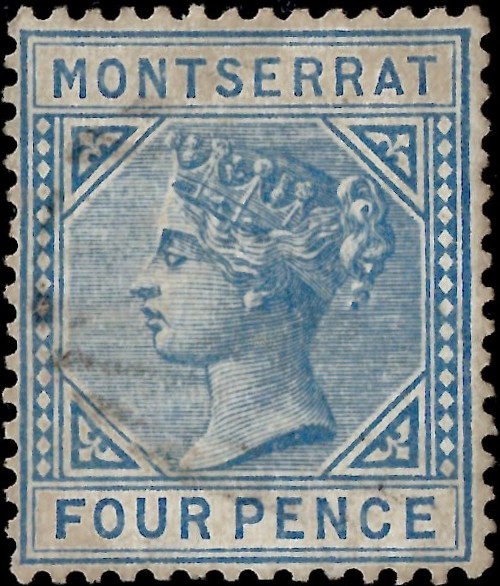 Montserrat: 1884-85 4d. Blue. SG 11 (FU)