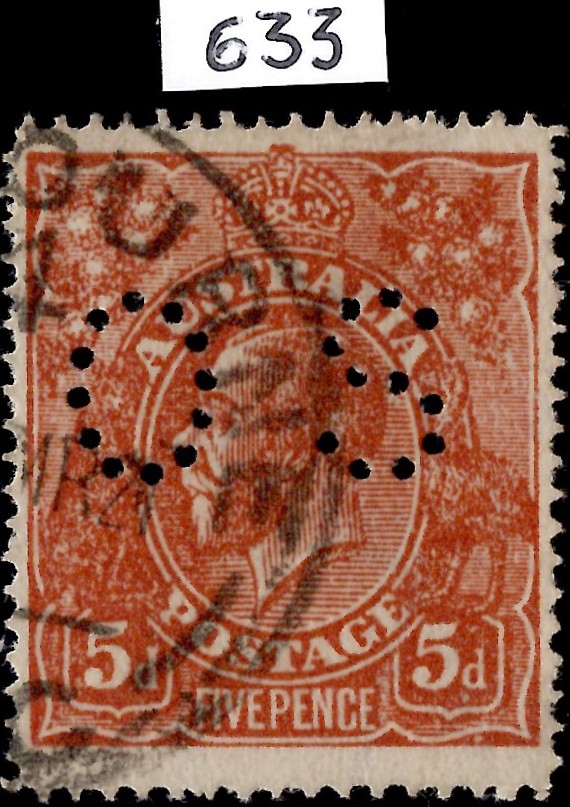 Australia: 1920 5d. Bright Chestnut Official (Rough Paper). SG O60 (FU) with Aust. Comm. Society of GB Certificate