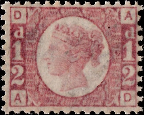 Queen Victoria: 1870-79 ½d. Rose-Red (AD), Plate 5. SG 48 (MNH)