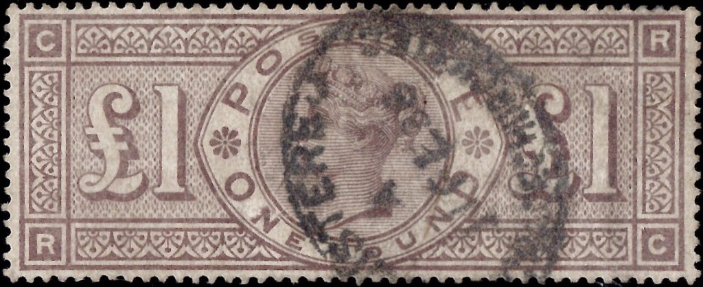 Queen Victoria: 1888 £1 Brown Lilac. SG 186 (FU)