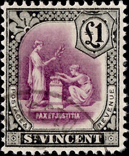 Saint Vincent: 1913-17 £1 Mauve & Black. SG 120 (FU)