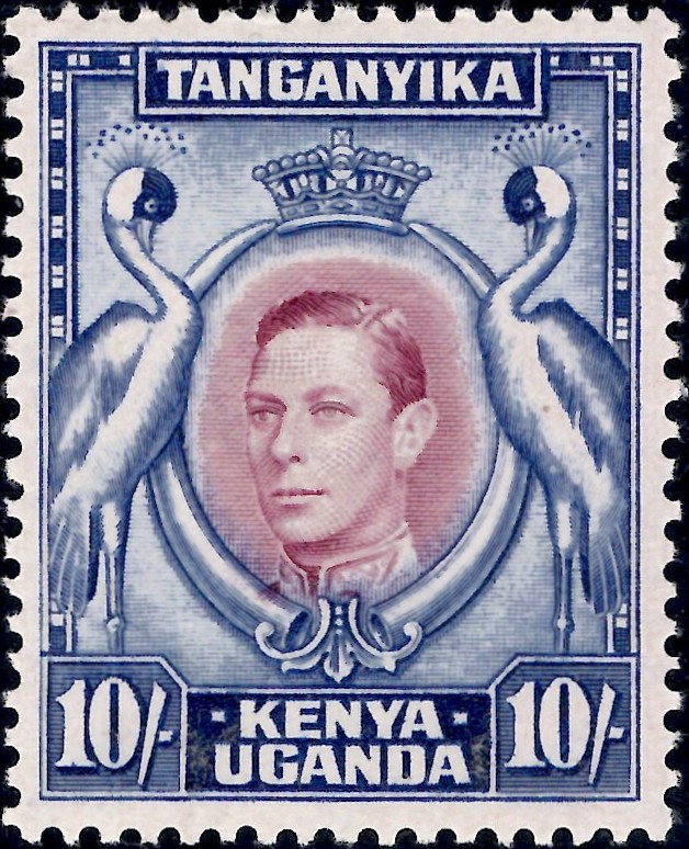 Kenya, Uganda & Tanganyika: 1938 10s. Purple & Blue, perf. 13¼. SG 149 (MNH)