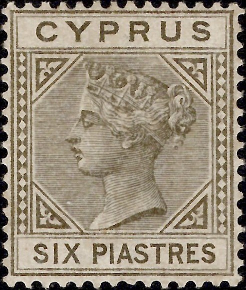 Cyprus: 1882 6pi. Olive-Grey. SG 21 (MLH)