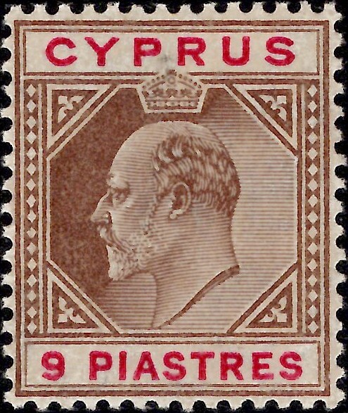 Cyprus: 1904-10 9pi. Yellow-Brown & Carmine. SG 68a (MLH)