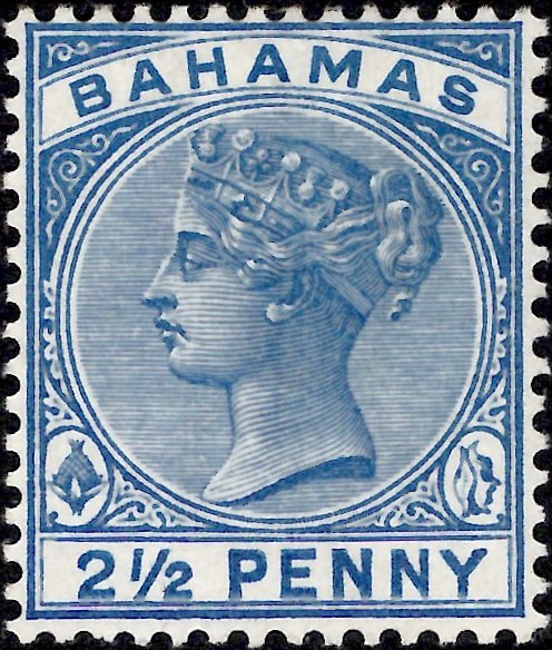 Bahamas: 1884-90 2½d. Blue. SG 51 (MLH)