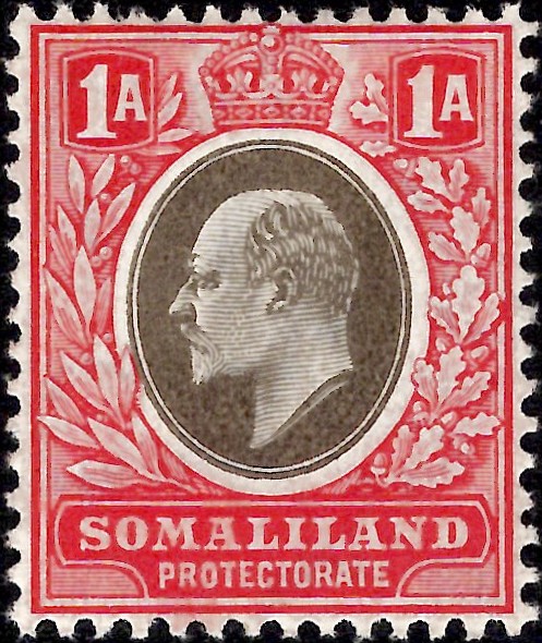 Somaliland: 1906 1a. Grey-Black & Red, Chalk-Surfaced Paper. SG 46a (MLH)